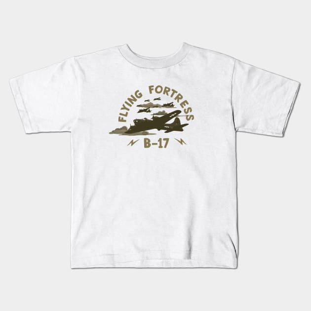 B17 Flying Fortress Kids T-Shirt by J31Designs